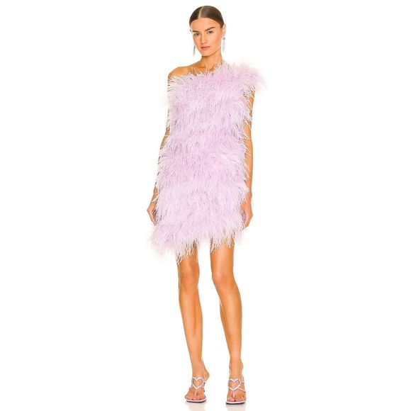 The Bar Feathered Lavender Dress - Picture 1 of 9